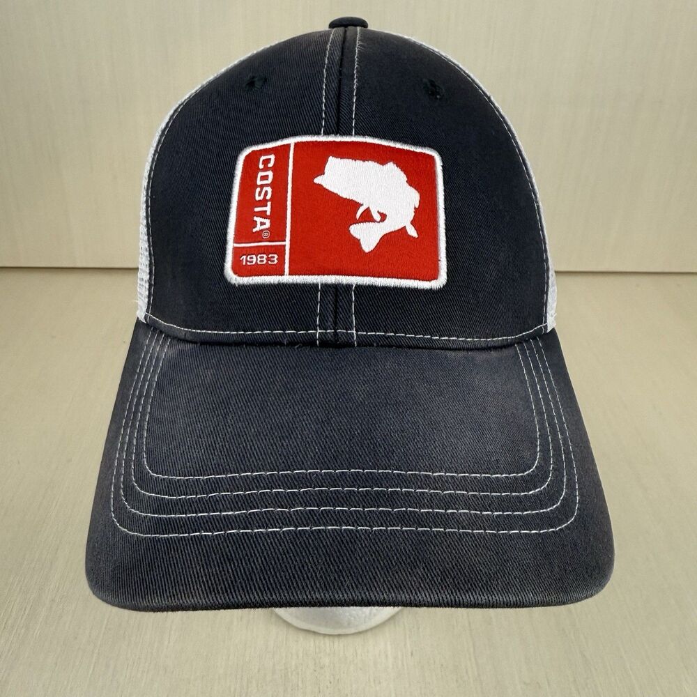 Costa Del Mar Hat Cap Snapback Mesh Trucker  Adjustable Bass 1983 Blue White